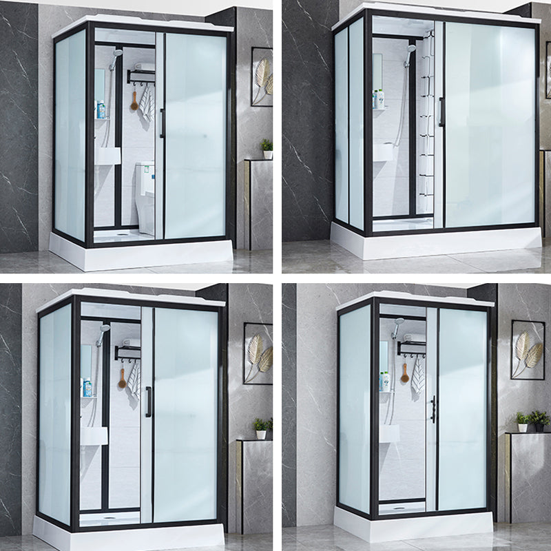 Framed Corner Shower Enclosure Single Sliding Shower Enclosure Clearhalo 'Bathroom Remodel & Bathroom Fixtures' 'Home Improvement' 'home_improvement' 'home_improvement_shower_stalls_enclosures' 'Shower Stalls & Enclosures' 'shower_stalls_enclosures' 'Showers & Bathtubs' 6941247