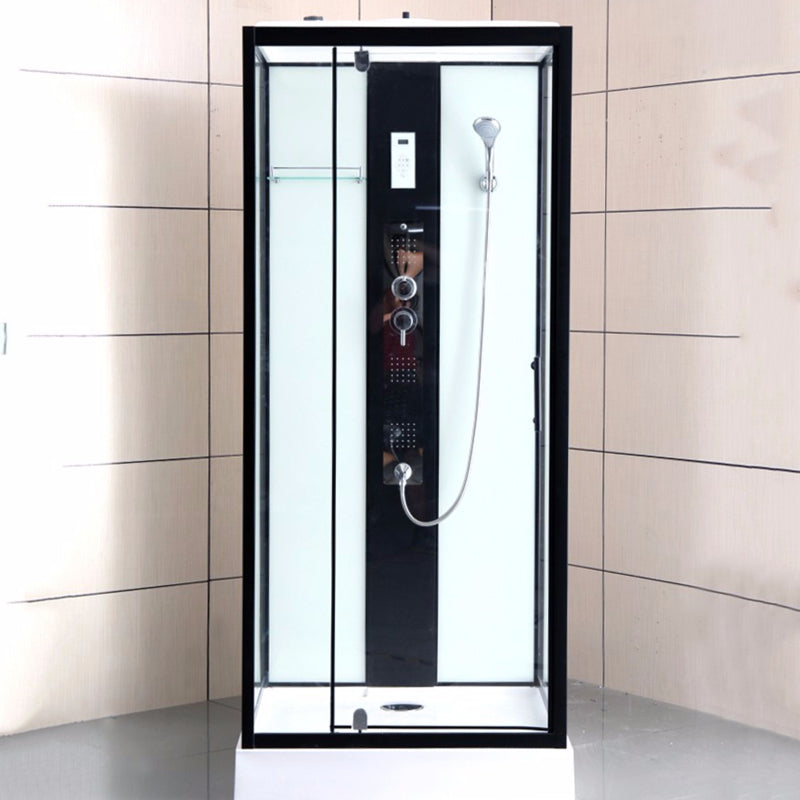 Modern Shower Stall Black Framed Shower Head Drainer Shower Stall Clearhalo 'Bathroom Remodel & Bathroom Fixtures' 'Home Improvement' 'home_improvement' 'home_improvement_shower_stalls_enclosures' 'Shower Stalls & Enclosures' 'shower_stalls_enclosures' 'Showers & Bathtubs' 6941314