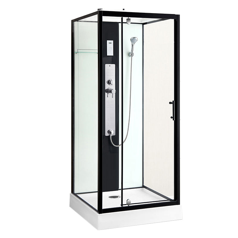 Modern Shower Stall Black Framed Shower Head Drainer Shower Stall Clearhalo 'Bathroom Remodel & Bathroom Fixtures' 'Home Improvement' 'home_improvement' 'home_improvement_shower_stalls_enclosures' 'Shower Stalls & Enclosures' 'shower_stalls_enclosures' 'Showers & Bathtubs' 6941316