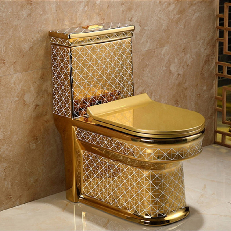 Contemporary One Piece Flush Toilet Floor Mounted Golden Urine Toilet for  Washroom - Clearhalo