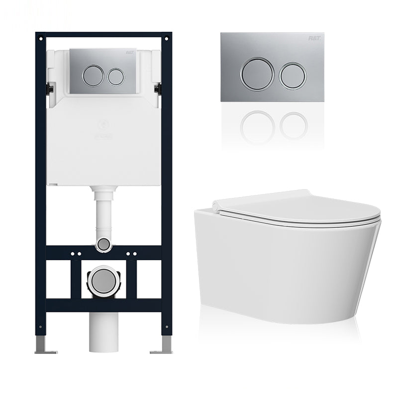 Contemporary One Piece Flush Toilet Wall Mount Urine Toilet for Bathroom Bright White Toilet with High Tanker Clearhalo 'Bathroom Remodel & Bathroom Fixtures' 'Home Improvement' 'home_improvement' 'home_improvement_toilets' 'Toilets & Bidets' 'Toilets' 6941502