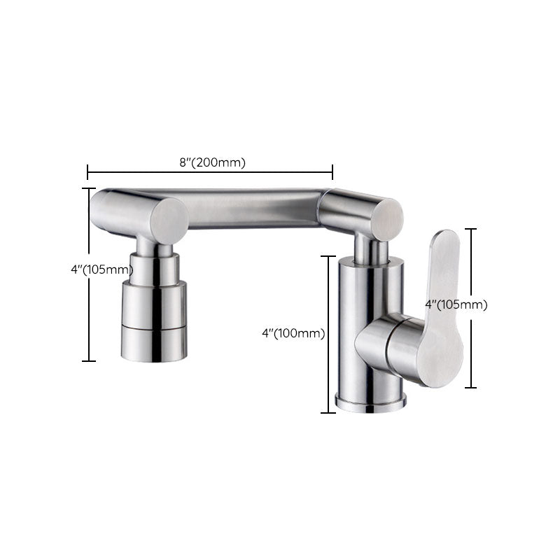 Modern Rotatable One Handle Deck Mounted Pot Filler Stainless Steel Profile Filler Clearhalo 'Home Improvement' 'home_improvement' 'home_improvement_kitchen_faucets' 'Kitchen Faucets' 'Kitchen Remodel & Kitchen Fixtures' 'Kitchen Sinks & Faucet Components' 'kitchen_faucets' 6941613