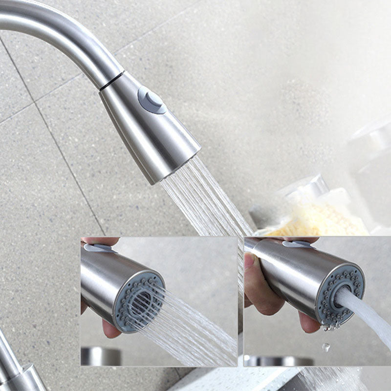1-Hole Kitchen Faucet Pull down Sprayer Kitchen Faucet with Single Lever Handle Clearhalo 'Home Improvement' 'home_improvement' 'home_improvement_kitchen_faucets' 'Kitchen Faucets' 'Kitchen Remodel & Kitchen Fixtures' 'Kitchen Sinks & Faucet Components' 'kitchen_faucets' 6941633