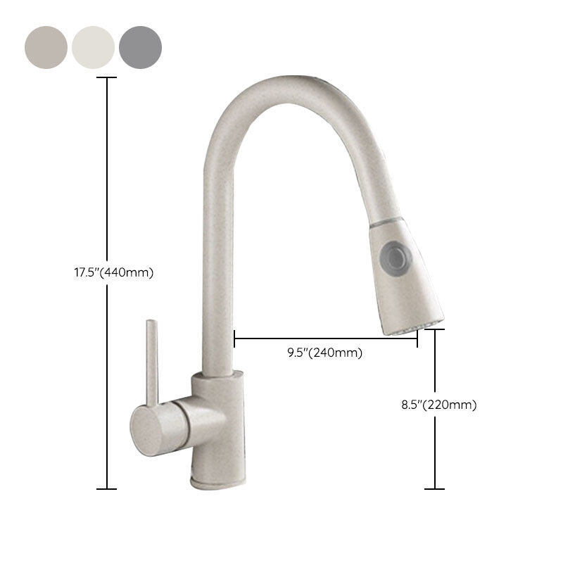 1-Hole Kitchen Faucet Pull down Sprayer Kitchen Faucet with Single Lever Handle Clearhalo 'Home Improvement' 'home_improvement' 'home_improvement_kitchen_faucets' 'Kitchen Faucets' 'Kitchen Remodel & Kitchen Fixtures' 'Kitchen Sinks & Faucet Components' 'kitchen_faucets' 6941634