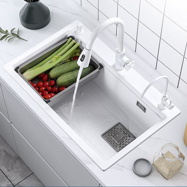 Single Bowl Kitchen Sink Modern Style Quartz Kitchen Sink with Rectangular Shape Clearhalo 'Home Improvement' 'home_improvement' 'home_improvement_kitchen_sinks' 'Kitchen Remodel & Kitchen Fixtures' 'Kitchen Sinks & Faucet Components' 'Kitchen Sinks' 'kitchen_sinks' 6941746