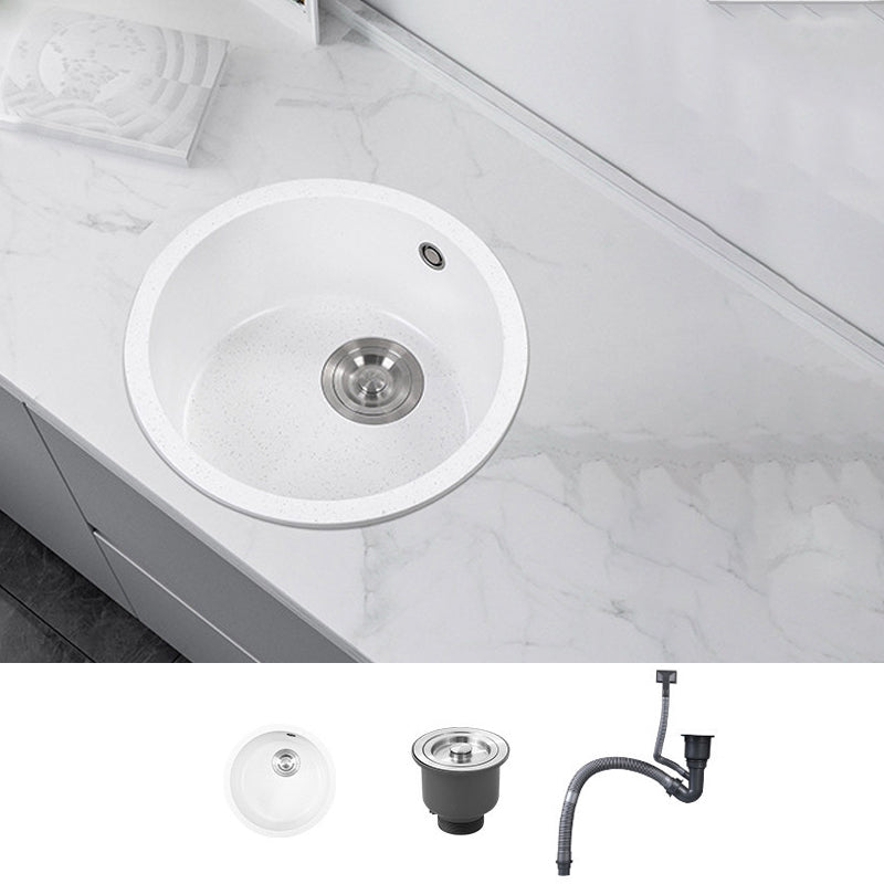 Round Quartz Kitchen Sink Single Bowl Kitchen Sink with Basket Strainer Sink Only None Clearhalo 'Home Improvement' 'home_improvement' 'home_improvement_kitchen_sinks' 'Kitchen Remodel & Kitchen Fixtures' 'Kitchen Sinks & Faucet Components' 'Kitchen Sinks' 'kitchen_sinks' 6941815