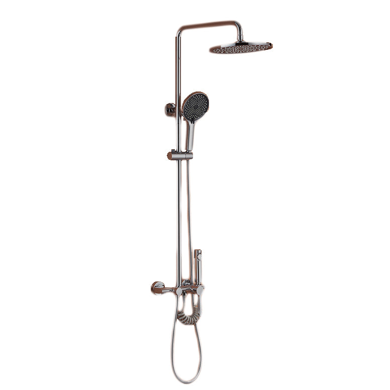 Lever Handle Shower Set Copper Adjustable Spray Pattern Round Wall Mount Shower Set Clearhalo 'Bathroom Remodel & Bathroom Fixtures' 'Home Improvement' 'home_improvement' 'home_improvement_shower_faucets' 'Shower Faucets & Systems' 'shower_faucets' 'Showers & Bathtubs Plumbing' 'Showers & Bathtubs' 6942004