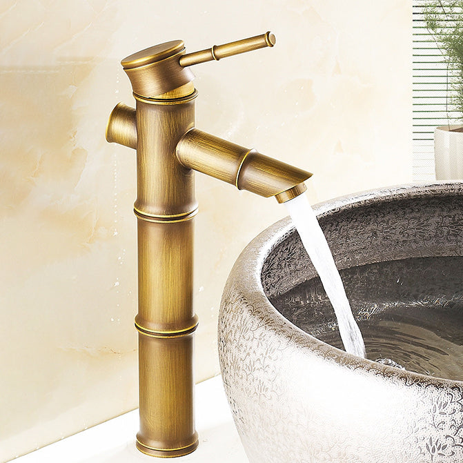 Lever Handle Vessel Faucet Single Hole Sink Faucet Farmhouse Style Basin Faucet Brass 12.1" Clearhalo 'Bathroom Remodel & Bathroom Fixtures' 'Bathroom Sink Faucets' 'Bathroom Sinks & Faucet Components' 'bathroom_sink_faucets' 'Home Improvement' 'home_improvement' 'home_improvement_bathroom_sink_faucets' 6942257