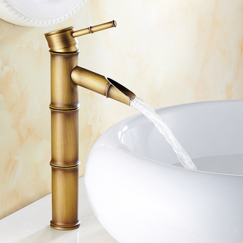 Lever Handle Vessel Faucet Single Hole Sink Faucet Farmhouse Style Basin Faucet Bronze 12.1" Clearhalo 'Bathroom Remodel & Bathroom Fixtures' 'Bathroom Sink Faucets' 'Bathroom Sinks & Faucet Components' 'bathroom_sink_faucets' 'Home Improvement' 'home_improvement' 'home_improvement_bathroom_sink_faucets' 6942258