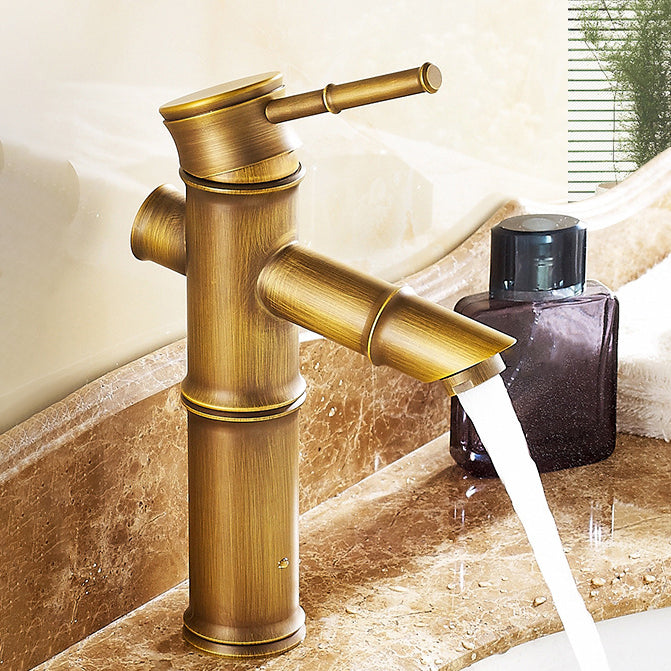 Lever Handle Vessel Faucet Single Hole Sink Faucet Farmhouse Style Basin Faucet Brass 8.2" Clearhalo 'Bathroom Remodel & Bathroom Fixtures' 'Bathroom Sink Faucets' 'Bathroom Sinks & Faucet Components' 'bathroom_sink_faucets' 'Home Improvement' 'home_improvement' 'home_improvement_bathroom_sink_faucets' 6942262