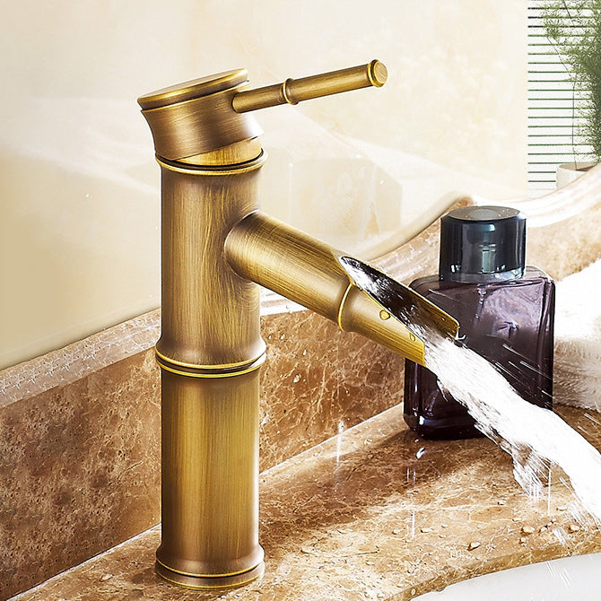 Lever Handle Vessel Faucet Single Hole Sink Faucet Farmhouse Style Basin Faucet Bronze 8.2" Clearhalo 'Bathroom Remodel & Bathroom Fixtures' 'Bathroom Sink Faucets' 'Bathroom Sinks & Faucet Components' 'bathroom_sink_faucets' 'Home Improvement' 'home_improvement' 'home_improvement_bathroom_sink_faucets' 6942264