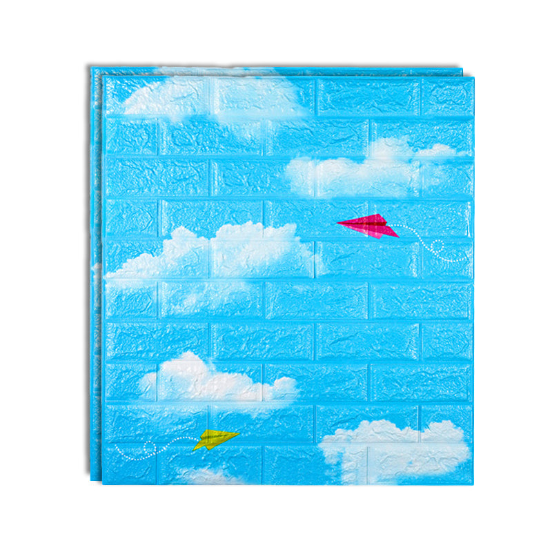 Cartoon 3D Embossed Wall Panel Waterproof Foam Indoor Wall Tile for Children Room Blue Clearhalo 'Flooring 'Home Improvement' 'home_improvement' 'home_improvement_wall_paneling' 'Wall Paneling' 'wall_paneling' 'Walls & Ceilings' Walls and Ceiling' 6942432