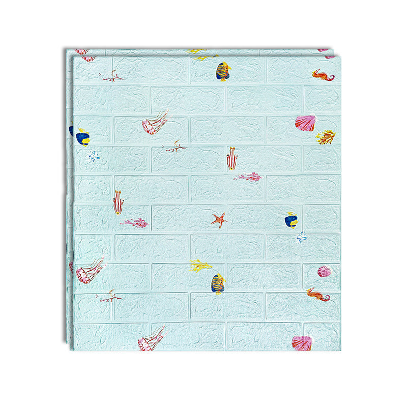 Cartoon 3D Embossed Wall Panel Waterproof Foam Indoor Wall Tile for Children Room Light Blue 0.12" Clearhalo 'Flooring 'Home Improvement' 'home_improvement' 'home_improvement_wall_paneling' 'Wall Paneling' 'wall_paneling' 'Walls & Ceilings' Walls and Ceiling' 6942433