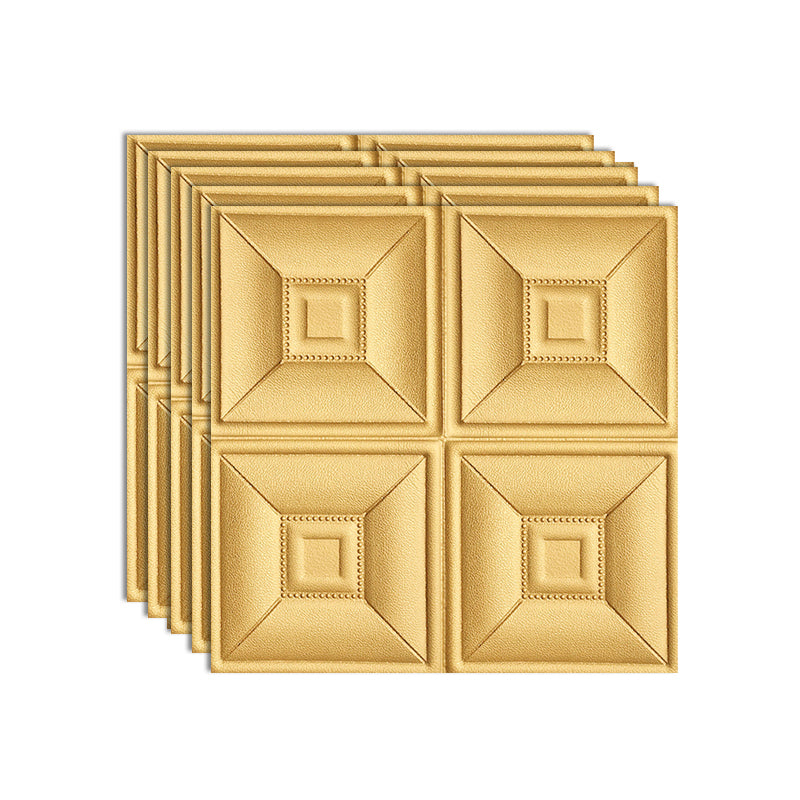 Glam Peel and Stick Wall Paneling in Foam with 3D Embossed Panel Gold Clearhalo 'Flooring 'Home Improvement' 'home_improvement' 'home_improvement_wall_paneling' 'Wall Paneling' 'wall_paneling' 'Walls & Ceilings' Walls and Ceiling' 6942499