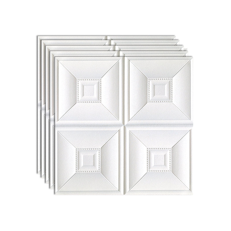 Glam Peel and Stick Wall Paneling in Foam with 3D Embossed Panel White Clearhalo 'Flooring 'Home Improvement' 'home_improvement' 'home_improvement_wall_paneling' 'Wall Paneling' 'wall_paneling' 'Walls & Ceilings' Walls and Ceiling' 6942500