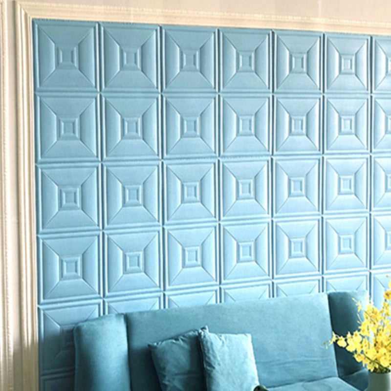 Glam Peel and Stick Wall Paneling in Foam with 3D Embossed Panel Blue 100-Piece Set Clearhalo 'Flooring 'Home Improvement' 'home_improvement' 'home_improvement_wall_paneling' 'Wall Paneling' 'wall_paneling' 'Walls & Ceilings' Walls and Ceiling' 6942512