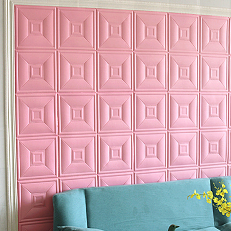 Glam Peel and Stick Wall Paneling in Foam with 3D Embossed Panel Pink 100-Piece Set Clearhalo 'Flooring 'Home Improvement' 'home_improvement' 'home_improvement_wall_paneling' 'Wall Paneling' 'wall_paneling' 'Walls & Ceilings' Walls and Ceiling' 6942513