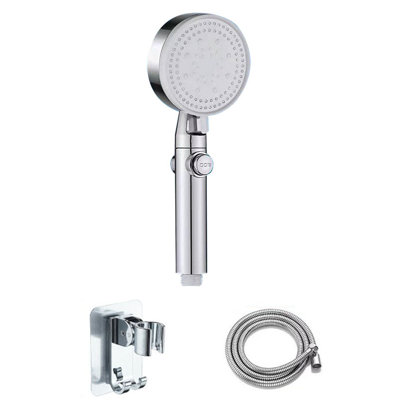 Contemporary Shower Head Handheld Shower Head Wall-Mount Round Plastic Shower Head Combo Silver Shower Heads & Hose & Wall pedestal Clearhalo 'Bathroom Remodel & Bathroom Fixtures' 'Home Improvement' 'home_improvement' 'home_improvement_shower_heads' 'Shower Heads' 'shower_heads' 'Showers & Bathtubs Plumbing' 'Showers & Bathtubs' 6942746