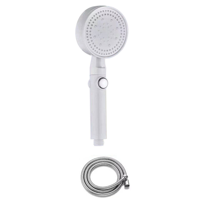 Contemporary Shower Head Handheld Shower Head Wall-Mount Round Plastic Shower Head Combo White Shower Head with Hose Clearhalo 'Bathroom Remodel & Bathroom Fixtures' 'Home Improvement' 'home_improvement' 'home_improvement_shower_heads' 'Shower Heads' 'shower_heads' 'Showers & Bathtubs Plumbing' 'Showers & Bathtubs' 6942748