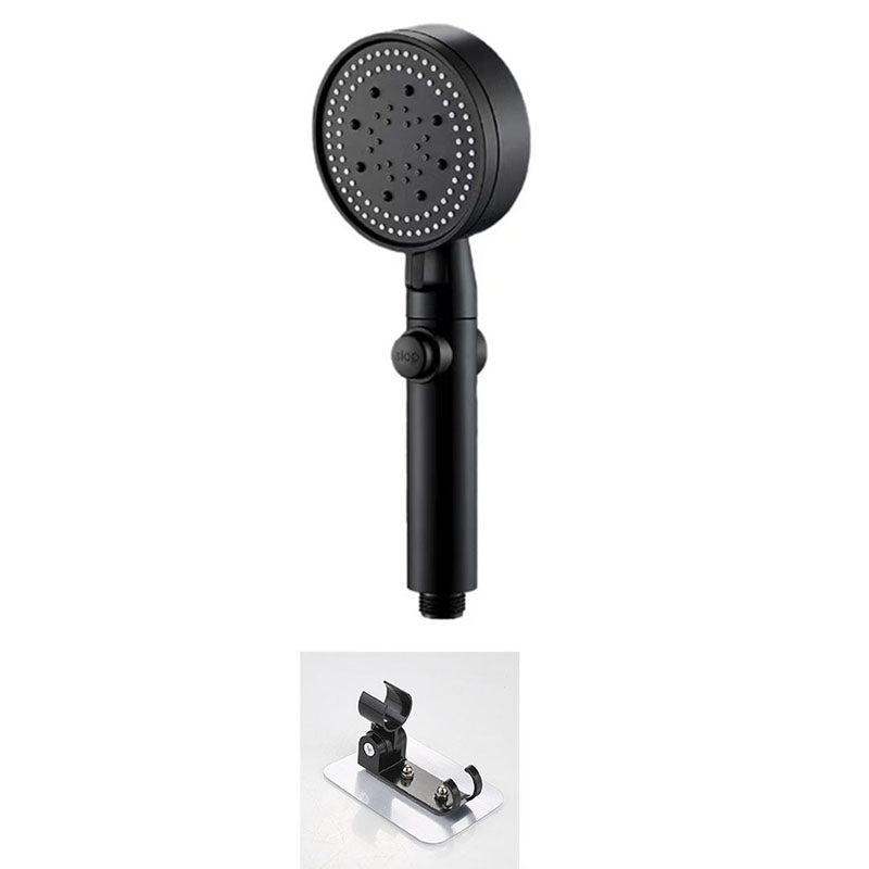 Contemporary Shower Head Handheld Shower Head Wall-Mount Round Plastic Shower Head Combo Black Shower Head with Wall Pedestal Clearhalo 'Bathroom Remodel & Bathroom Fixtures' 'Home Improvement' 'home_improvement' 'home_improvement_shower_heads' 'Shower Heads' 'shower_heads' 'Showers & Bathtubs Plumbing' 'Showers & Bathtubs' 6942750