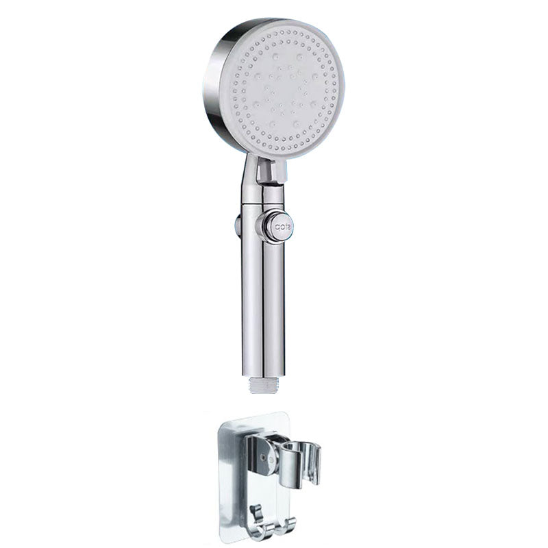 Contemporary Shower Head Handheld Shower Head Wall-Mount Round Plastic Shower Head Combo Silver Shower Head with Wall Pedestal Clearhalo 'Bathroom Remodel & Bathroom Fixtures' 'Home Improvement' 'home_improvement' 'home_improvement_shower_heads' 'Shower Heads' 'shower_heads' 'Showers & Bathtubs Plumbing' 'Showers & Bathtubs' 6942752