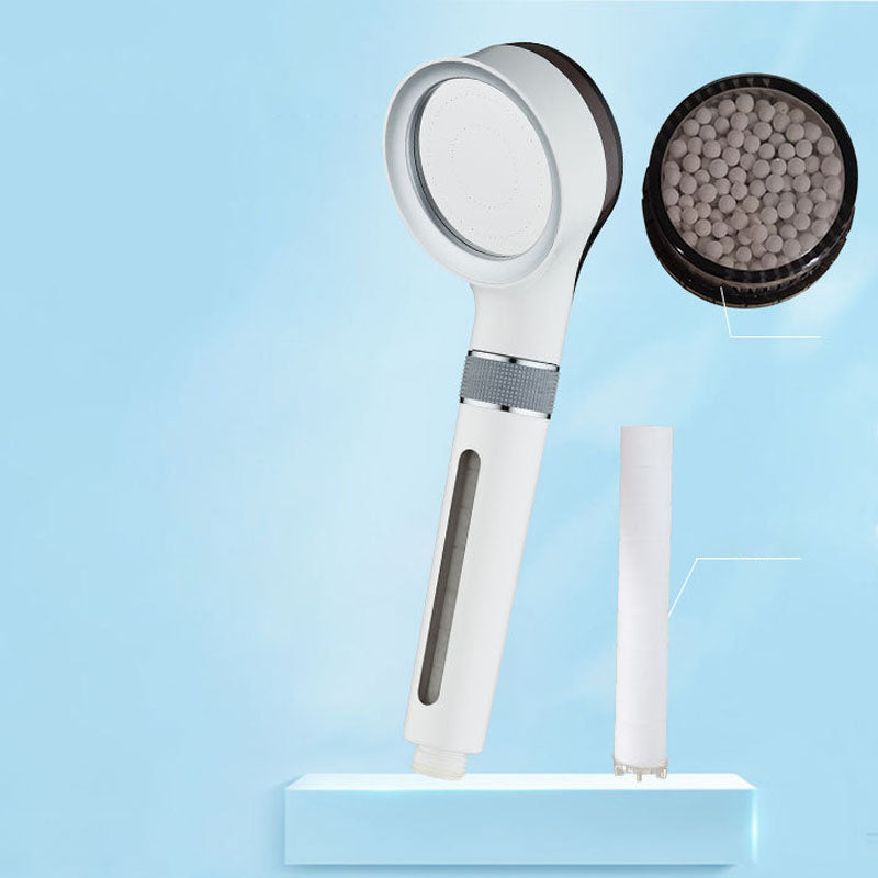 Modern Plastic Shower Head Water Filtration Round Handheld Shower Head Beige Clearhalo 'Bathroom Remodel & Bathroom Fixtures' 'Home Improvement' 'home_improvement' 'home_improvement_shower_heads' 'Shower Heads' 'shower_heads' 'Showers & Bathtubs Plumbing' 'Showers & Bathtubs' 6942772