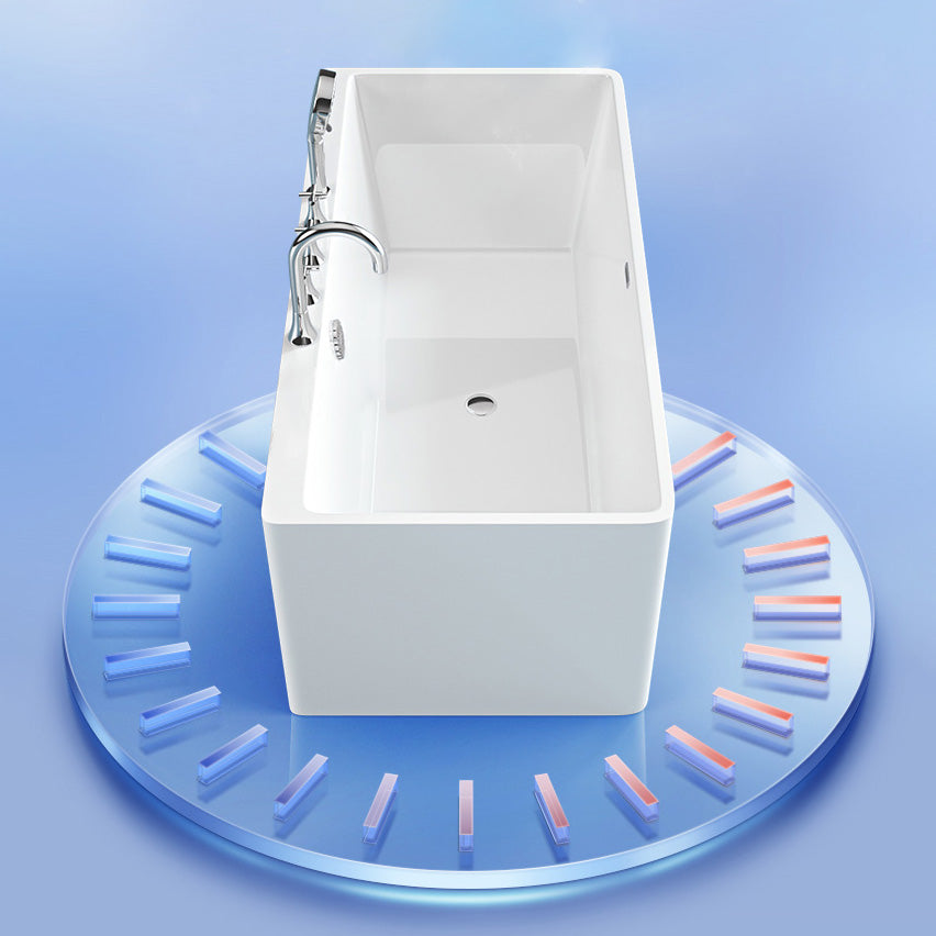 Rectangular Acrylic Soaking Bathtub Antique Finish Back to Wall Bath Tub 59"L x 30"W x 24"H Tub with Silver 5-Piece Set Clearhalo 'Bathroom Remodel & Bathroom Fixtures' 'Bathtubs' 'Home Improvement' 'home_improvement' 'home_improvement_bathtubs' 'Showers & Bathtubs' 6943235