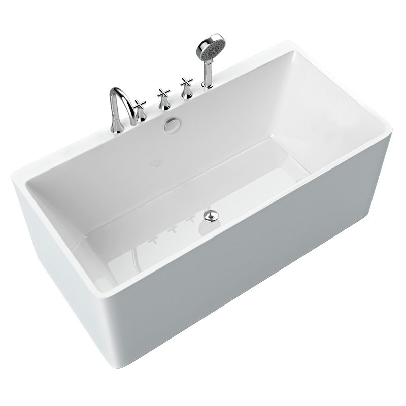 Rectangular Acrylic Soaking Bathtub Antique Finish Back to Wall Bath Tub Clearhalo 'Bathroom Remodel & Bathroom Fixtures' 'Bathtubs' 'Home Improvement' 'home_improvement' 'home_improvement_bathtubs' 'Showers & Bathtubs' 6943241