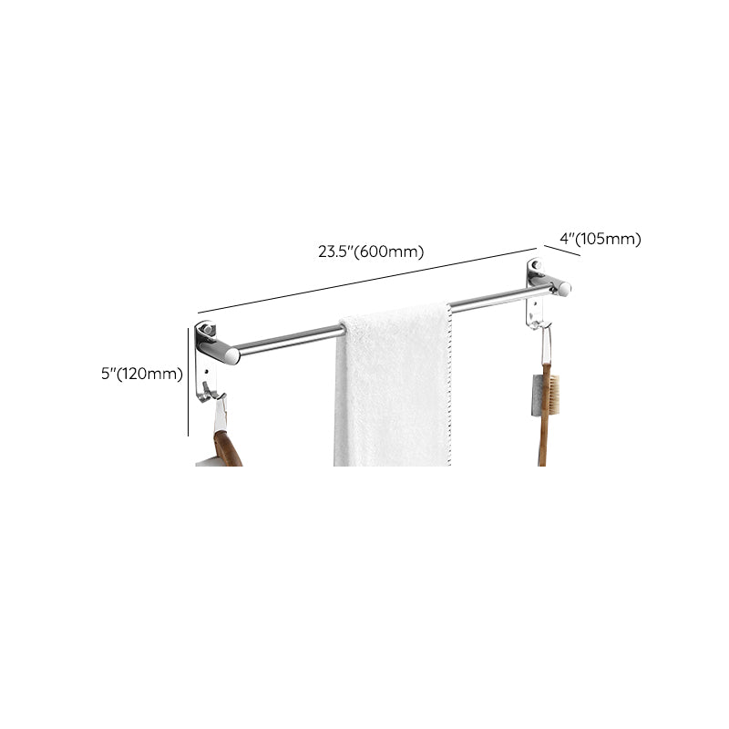 Modern Bathroom Set with Bath Shelf/Towel Bar Polished Chrome Bathroom Accessory Kit Clearhalo 'Bathroom Hardware Sets' 'Bathroom Hardware' 'Bathroom Remodel & Bathroom Fixtures' 'bathroom_hardware_sets' 'Home Improvement' 'home_improvement' 'home_improvement_bathroom_hardware_sets' 6945556