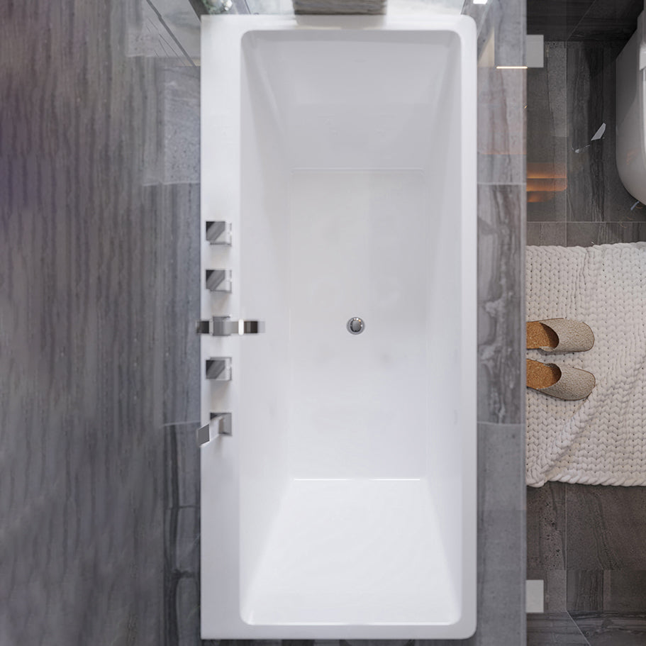 Acrylic Rectangular Bathtub Drop-in Soaking Bathtub , 29.53-inch Wide Tub with Silver 5-Piece Set Clearhalo 'Bathroom Remodel & Bathroom Fixtures' 'Bathtubs' 'Home Improvement' 'home_improvement' 'home_improvement_bathtubs' 'Showers & Bathtubs' 6949332