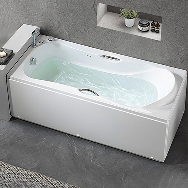 Acrylic Soaking Bathtub Antique Finish Rectangular Bathtub (Board not Included) Left Tub with Silver 3-Piece Set Clearhalo 'Bathroom Remodel & Bathroom Fixtures' 'Bathtubs' 'Home Improvement' 'home_improvement' 'home_improvement_bathtubs' 'Showers & Bathtubs' 6949366