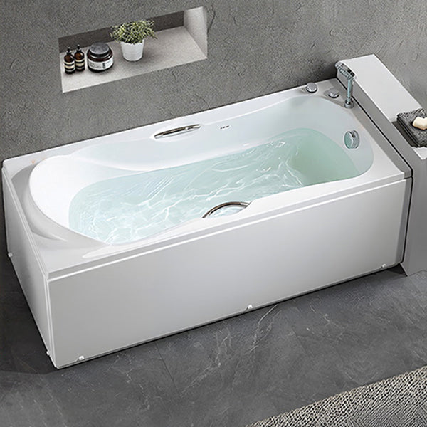 Acrylic Soaking Bathtub Antique Finish Rectangular Bathtub (Board not Included) Right Tub with Silver 3-Piece Set Clearhalo 'Bathroom Remodel & Bathroom Fixtures' 'Bathtubs' 'Home Improvement' 'home_improvement' 'home_improvement_bathtubs' 'Showers & Bathtubs' 6949370