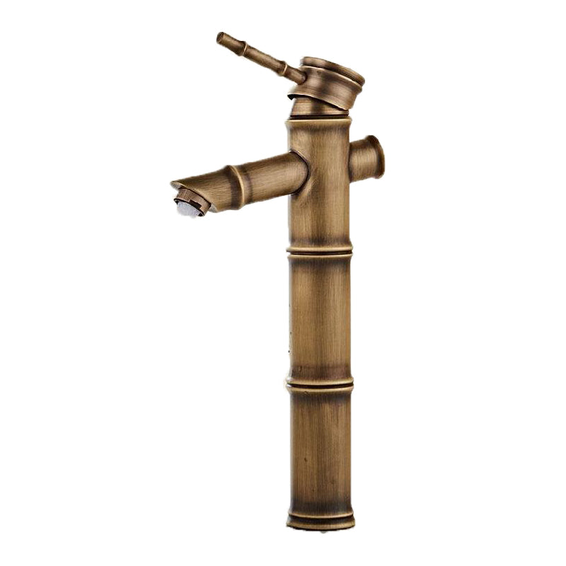 Brass Country Basin Faucet Single Hole Vanity Sink Faucet for Bathroom Bronze 12.1" Supply Lines Not Included Clearhalo 'Bathroom Remodel & Bathroom Fixtures' 'Bathroom Sink Faucets' 'Bathroom Sinks & Faucet Components' 'bathroom_sink_faucets' 'Home Improvement' 'home_improvement' 'home_improvement_bathroom_sink_faucets' 6951628