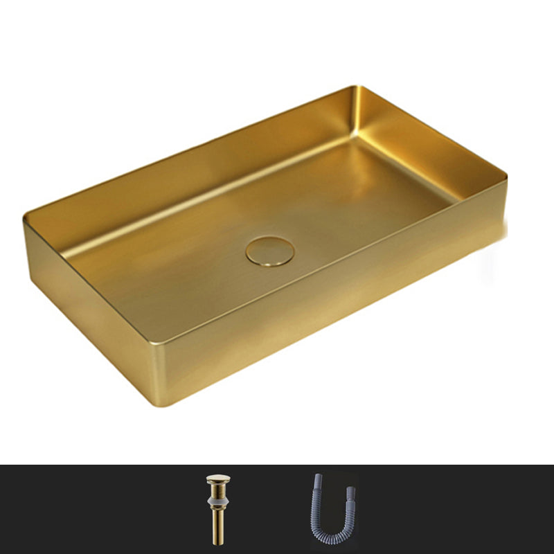 Modern Bathroom Sink Rectangular Metal Vessel Bathroom Sink with Pop-Up Drain 22"L x 13"W x 4"H None Sink Clearhalo 'Bathroom Remodel & Bathroom Fixtures' 'Bathroom Sinks & Faucet Components' 'Bathroom Sinks' 'bathroom_sink' 'Home Improvement' 'home_improvement' 'home_improvement_bathroom_sink' 6951646