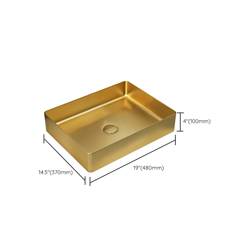 Modern Bathroom Sink Rectangular Metal Vessel Bathroom Sink with Pop-Up Drain Clearhalo 'Bathroom Remodel & Bathroom Fixtures' 'Bathroom Sinks & Faucet Components' 'Bathroom Sinks' 'bathroom_sink' 'Home Improvement' 'home_improvement' 'home_improvement_bathroom_sink' 6951669