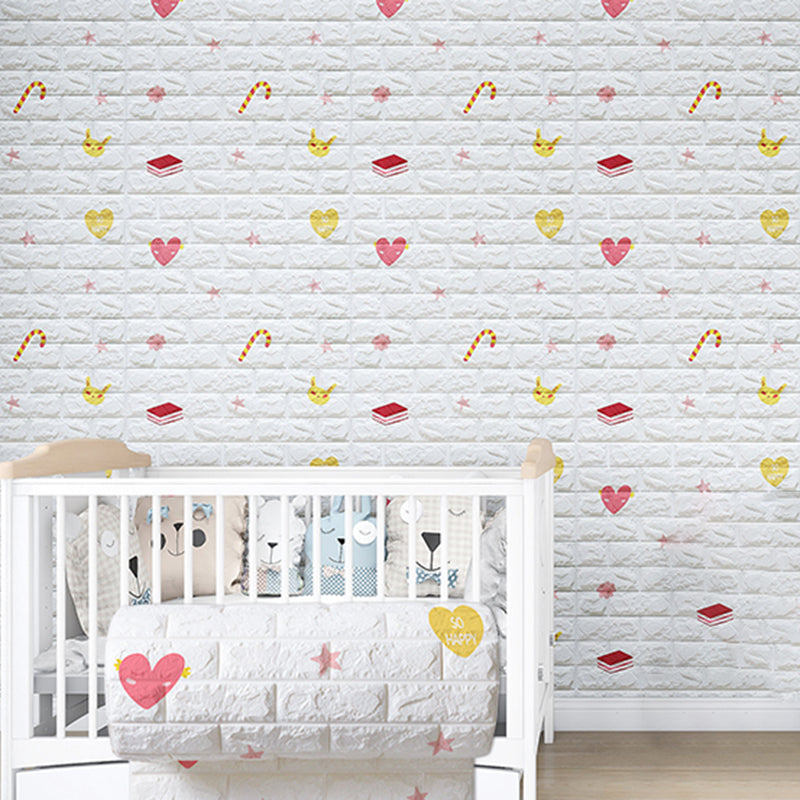 Modern Cartoon Wall Paneling Peel and Stick Wall Ceiling for Bedroom Pink 65.5' (20m) Clearhalo 'Flooring 'Home Improvement' 'home_improvement' 'home_improvement_wall_paneling' 'Wall Paneling' 'wall_paneling' 'Walls & Ceilings' Walls and Ceiling' 6951734