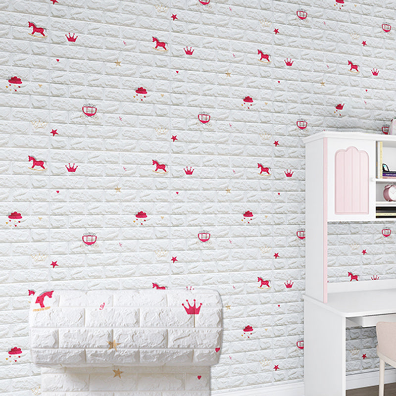 Modern Cartoon Wall Paneling Peel and Stick Wall Ceiling for Bedroom Red 65.5' (20m) Clearhalo 'Flooring 'Home Improvement' 'home_improvement' 'home_improvement_wall_paneling' 'Wall Paneling' 'wall_paneling' 'Walls & Ceilings' Walls and Ceiling' 6951738