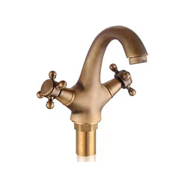 Glam Centerset Faucet 1 Hole Sink Faucet with 2 Cross Handles Bronce Lujoso Clearhalo 'bathroom_sink_faucets' 'Conjunta de Baño y Conjunta de Grifo' 'Coronamiento de Baño y Dispositivo de Baño' 'Grifo del lavabo del baño' 'Hogar' 'home_improvement' 'home_improvement_bathroom_sink_faucets' 'Mejoras para el hogar' 6951746