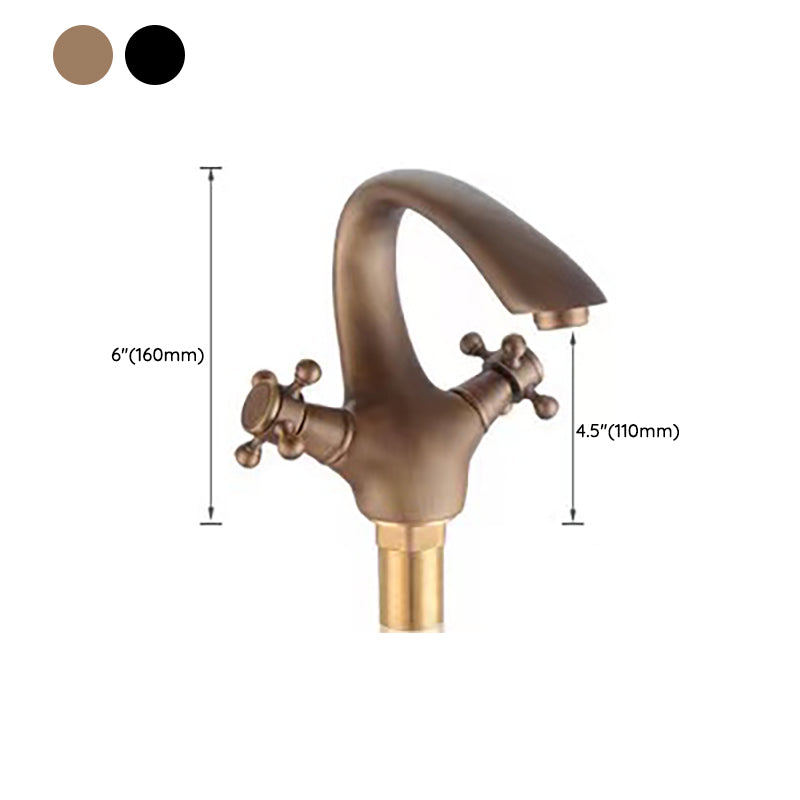 Glam Centerset Faucet 1 Hole Sink Faucet with 2 Cross Handles Clearhalo 'bathroom_sink_faucets' 'Conjunta de Baño y Conjunta de Grifo' 'Coronamiento de Baño y Dispositivo de Baño' 'Grifo del lavabo del baño' 'Hogar' 'home_improvement' 'home_improvement_bathroom_sink_faucets' 'Mejoras para el hogar' 6951754