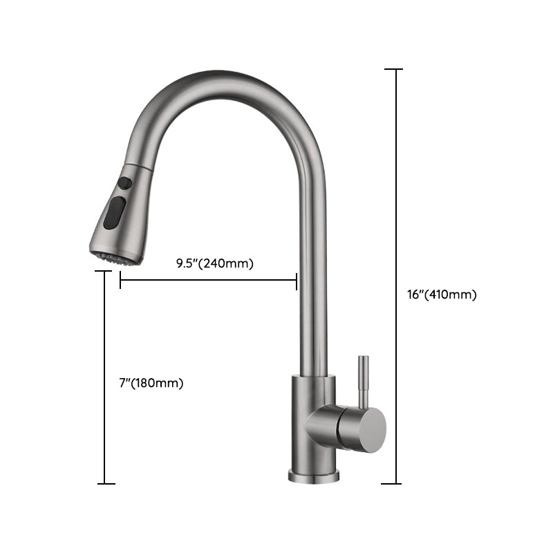 Modern Touch Sensor Kitchen Faucet Stainless Steel Swivel Spout with Pull down Sprayer Clearhalo 'Home Improvement' 'home_improvement' 'home_improvement_kitchen_faucets' 'Kitchen Faucets' 'Kitchen Remodel & Kitchen Fixtures' 'Kitchen Sinks & Faucet Components' 'kitchen_faucets' 6951958