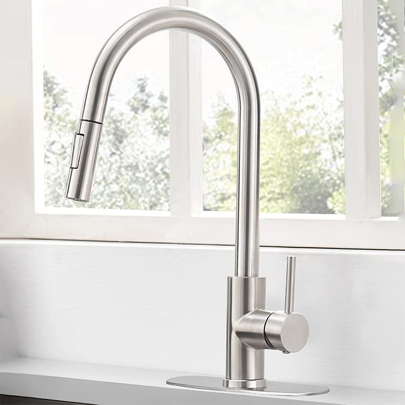 Pull-Down 3 Sprayers Kitchen Faucet Silver high quality