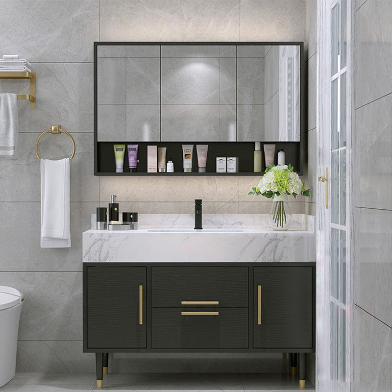 Metal Frame Vanity Set Plain Rectangle Drawers Freestanding Bath Vanity with Drawers Clearhalo 'Bathroom Remodel & Bathroom Fixtures' 'Bathroom Vanities' 'bathroom_vanities' 'Home Improvement' 'home_improvement' 'home_improvement_bathroom_vanities' 6952067