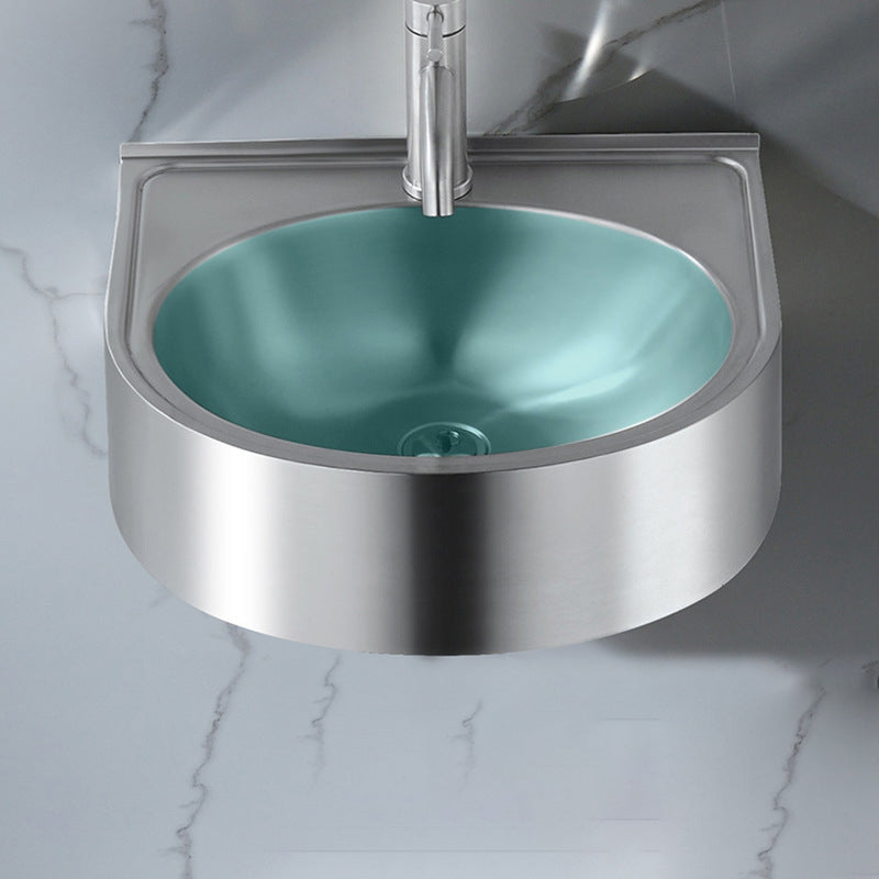 Modern Vessel Bathroom Sink Metal U-Shaped Wall Mount Bathroom Sink(Not Including Faucet) Clearhalo 'Bathroom Remodel & Bathroom Fixtures' 'Bathroom Sinks & Faucet Components' 'Bathroom Sinks' 'bathroom_sink' 'Home Improvement' 'home_improvement' 'home_improvement_bathroom_sink' 6952434