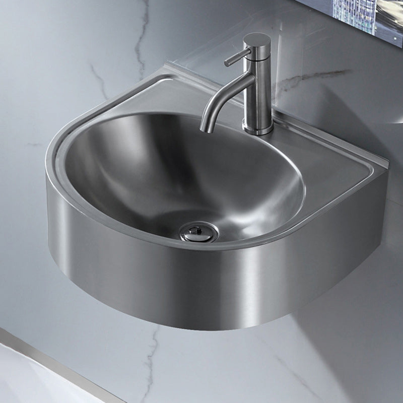 Modern Vessel Bathroom Sink Metal U-Shaped Wall Mount Bathroom Sink(Not Including Faucet) Clearhalo 'Bathroom Remodel & Bathroom Fixtures' 'Bathroom Sinks & Faucet Components' 'Bathroom Sinks' 'bathroom_sink' 'Home Improvement' 'home_improvement' 'home_improvement_bathroom_sink' 6952435