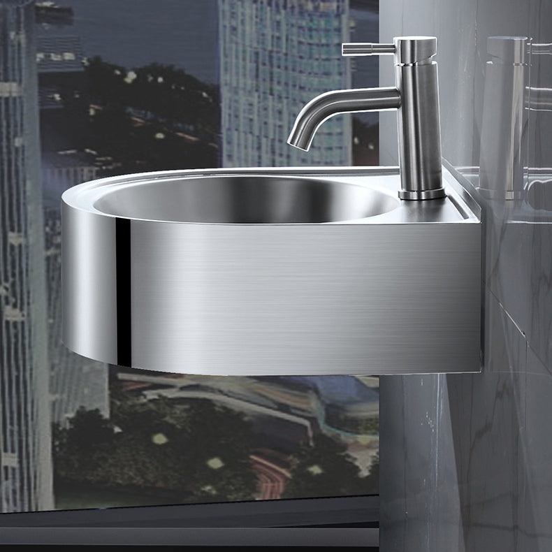 Modern Vessel Bathroom Sink Metal U-Shaped Wall Mount Bathroom Sink(Not Including Faucet) Clearhalo 'Bathroom Remodel & Bathroom Fixtures' 'Bathroom Sinks & Faucet Components' 'Bathroom Sinks' 'bathroom_sink' 'Home Improvement' 'home_improvement' 'home_improvement_bathroom_sink' 6952441