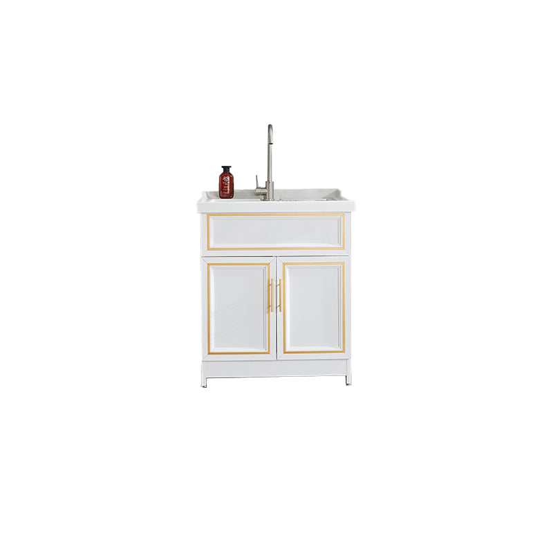 Bathroom Sink Vanity Ceramic Sink Drawers Storage Shelf Vanity with Faucet Vanity & Faucet 28"L x 23"W x 34"H Clearhalo 'Bathroom Remodel & Bathroom Fixtures' 'Bathroom Vanities' 'bathroom_vanities' 'Home Improvement' 'home_improvement' 'home_improvement_bathroom_vanities' 6952576