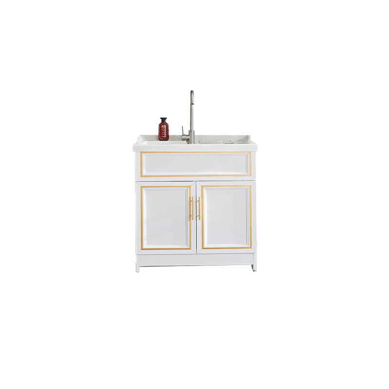 Bathroom Sink Vanity Ceramic Sink Drawers Storage Shelf Vanity with Faucet Vanity & Faucet 31"L x 22"W x 34"H Clearhalo 'Bathroom Remodel & Bathroom Fixtures' 'Bathroom Vanities' 'bathroom_vanities' 'Home Improvement' 'home_improvement' 'home_improvement_bathroom_vanities' 6952578