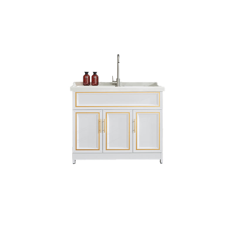 Bathroom Sink Vanity Ceramic Sink Drawers Storage Shelf Vanity with Faucet Vanity & Faucet 39"L x 22"W x 34"H Clearhalo 'Bathroom Remodel & Bathroom Fixtures' 'Bathroom Vanities' 'bathroom_vanities' 'Home Improvement' 'home_improvement' 'home_improvement_bathroom_vanities' 6952581