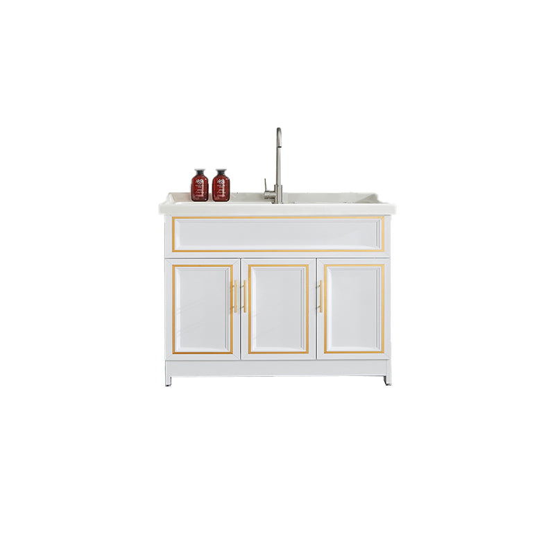 Bathroom Sink Vanity Ceramic Sink Drawers Storage Shelf Vanity with Faucet Vanity & Faucet 41"L x 24"W x 34"H Clearhalo 'Bathroom Remodel & Bathroom Fixtures' 'Bathroom Vanities' 'bathroom_vanities' 'Home Improvement' 'home_improvement' 'home_improvement_bathroom_vanities' 6952584