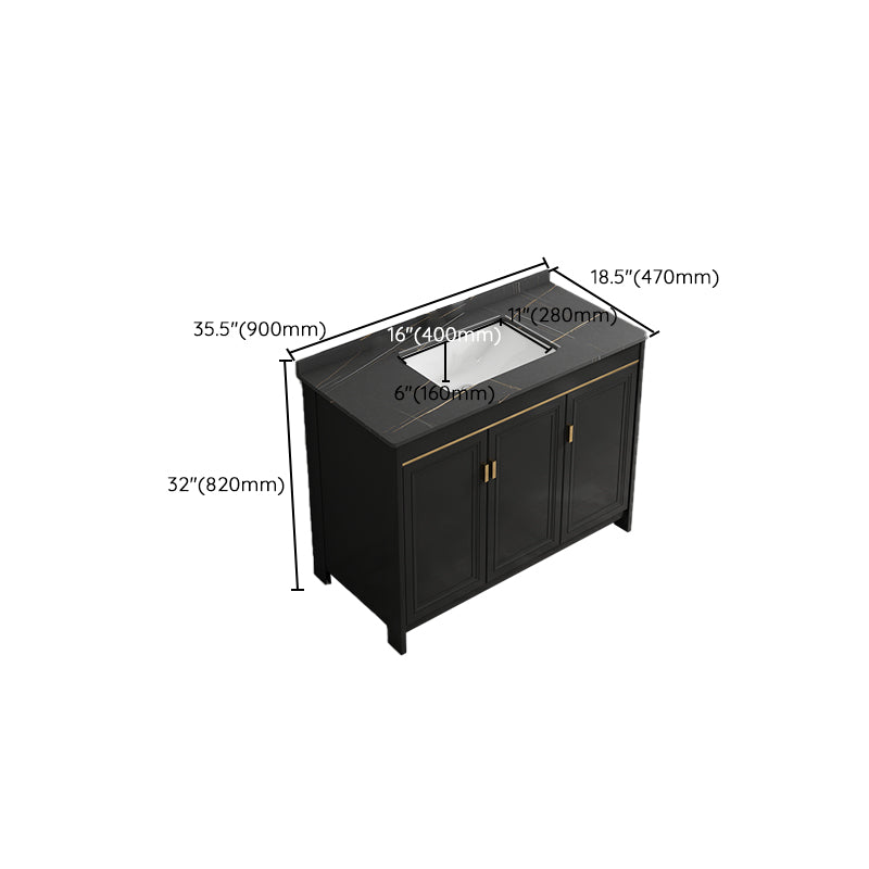 Black Bath Vanity Single Sink Metal Frame Mirror Vanity with Soft Close Door Clearhalo 'Bathroom Remodel & Bathroom Fixtures' 'Bathroom Vanities' 'bathroom_vanities' 'Home Improvement' 'home_improvement' 'home_improvement_bathroom_vanities' 6952688